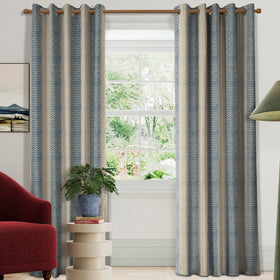 Land & Shore Fintra Stripe Made To Measure Curtains Blue Red