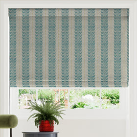 Land & Shore Fintra Stripe Made To Measure Roman Blind Teal