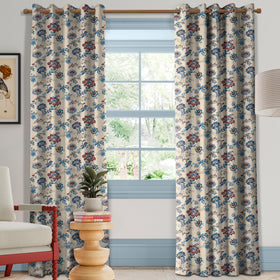 Land & Shore Orchard Made To Measure Curtains Blue Red