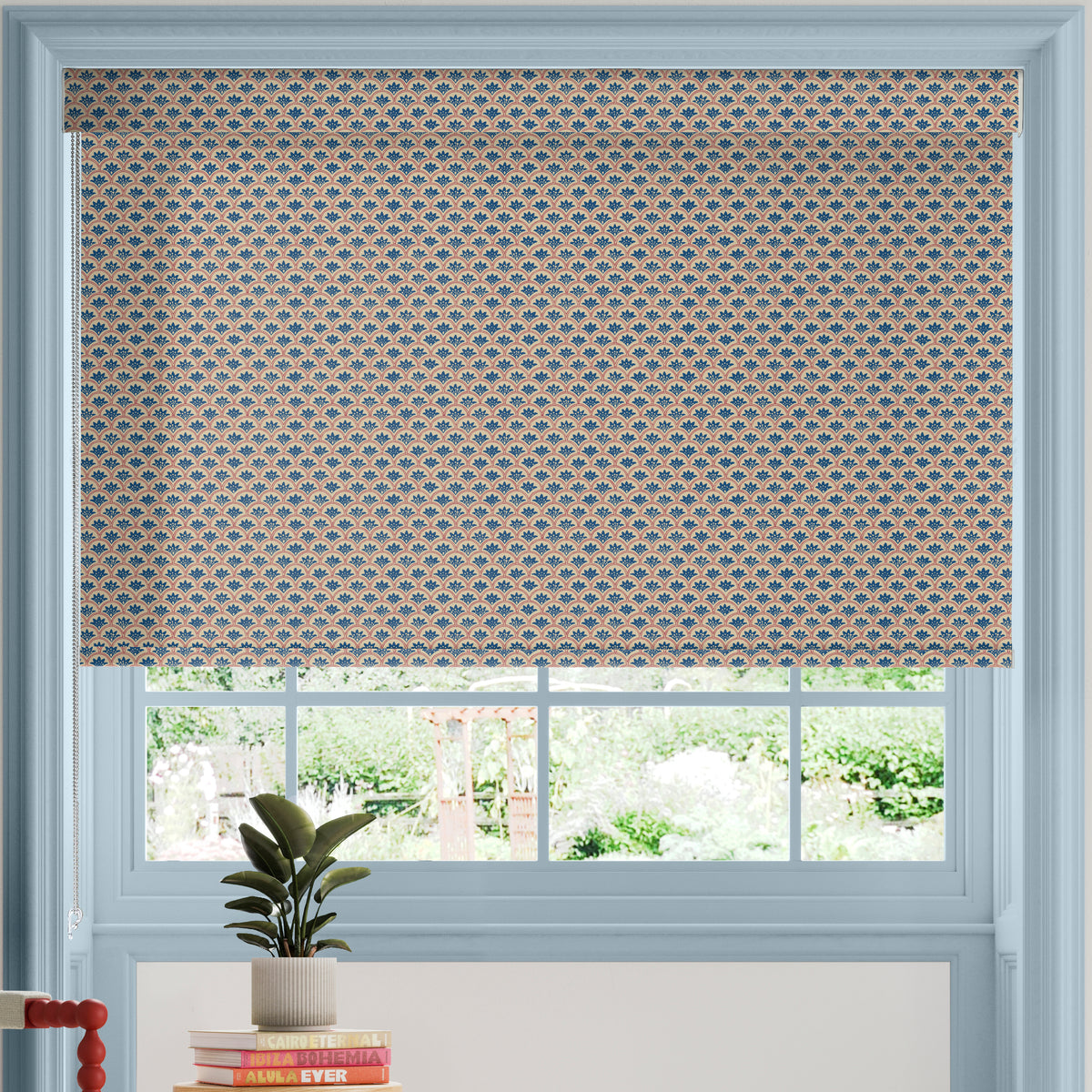 Land & Shore Dawn Blackout Made To Measure Roller Blind Blue Red