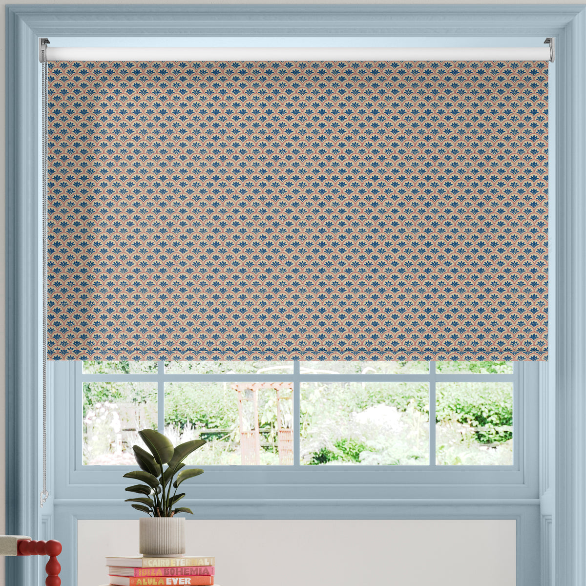 Land & Shore Dawn Blackout Made To Measure Roller Blind Blue Red