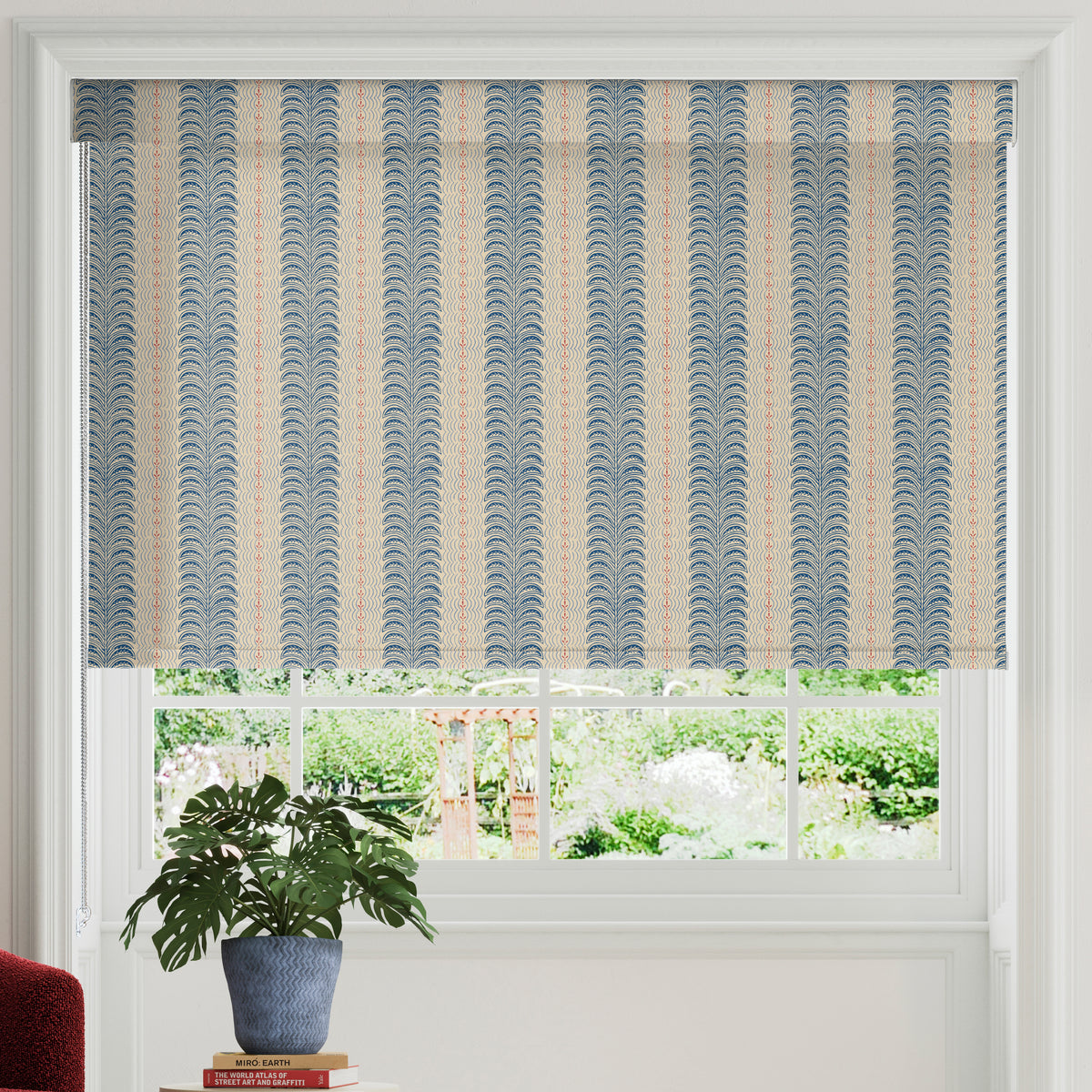 Land & Shore Fintra Stripe Translucent Made To Measure Roller Blind Blue Red