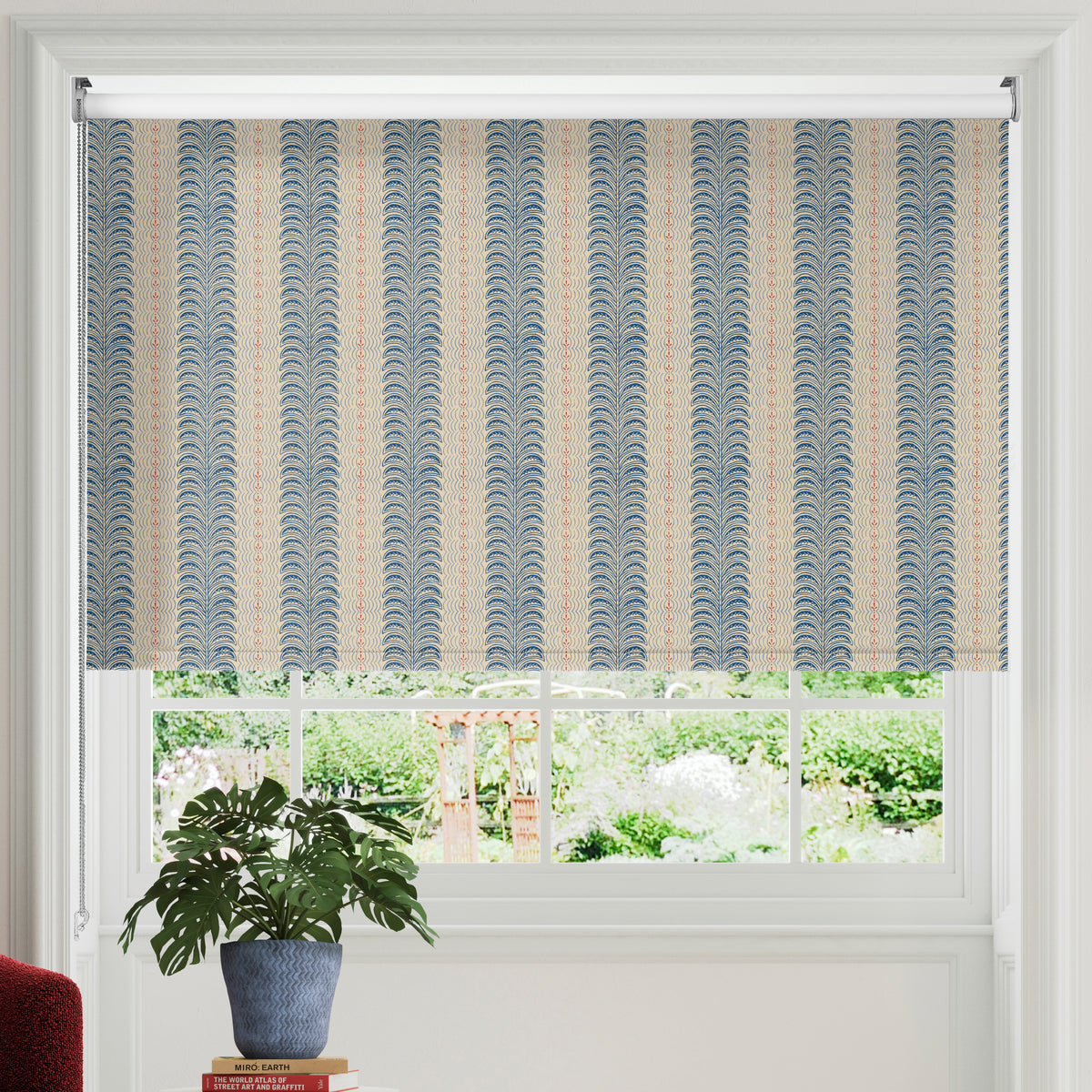 Land & Shore Fintra Stripe Translucent Made To Measure Roller Blind Blue Red