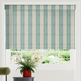 Land & Shore Fintra Stripe Blackout Made To Measure Roller Blind Teal