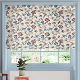 Land & Shore Orchard Blackout Made To Measure Roller Blind Blue Red