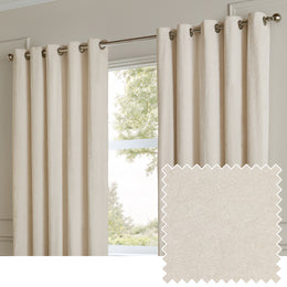 Paoletti Lustre Velvet Ready Made Eyelet Curtains Ivory