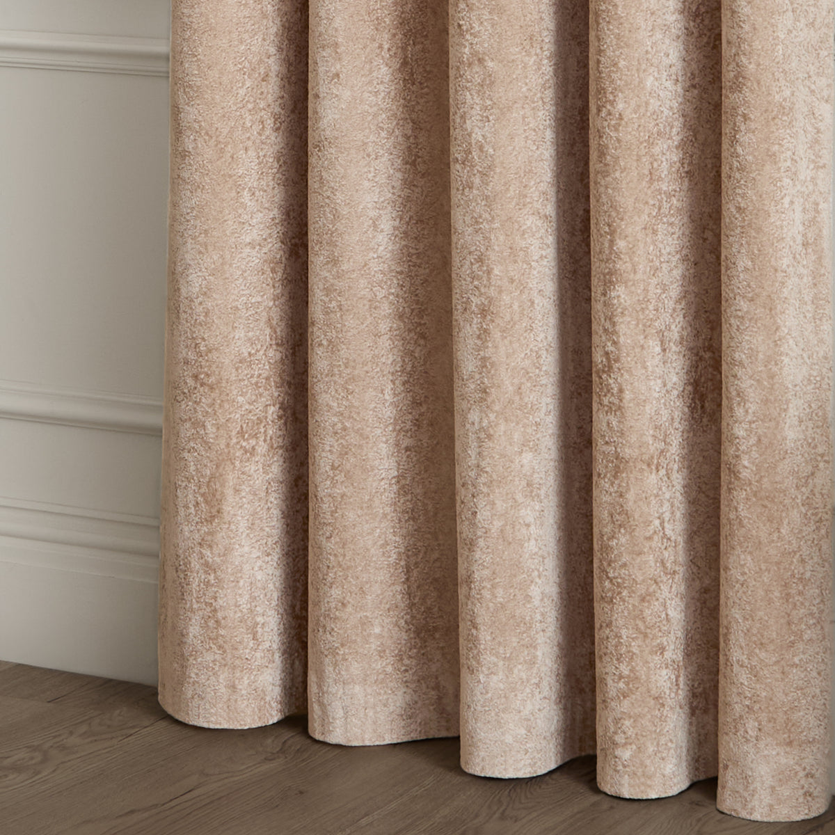 Paoletti Lustre Velvet Ready Made Eyelet Curtains Oyster