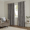 Paoletti Lustre Velvet Ready Made Eyelet Curtains Pewter