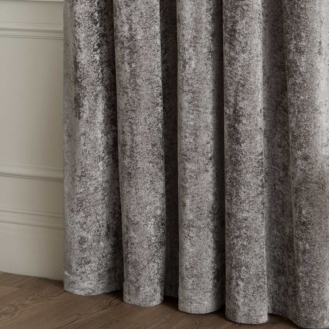 Paoletti Lustre Velvet Ready Made Eyelet Curtains Pewter