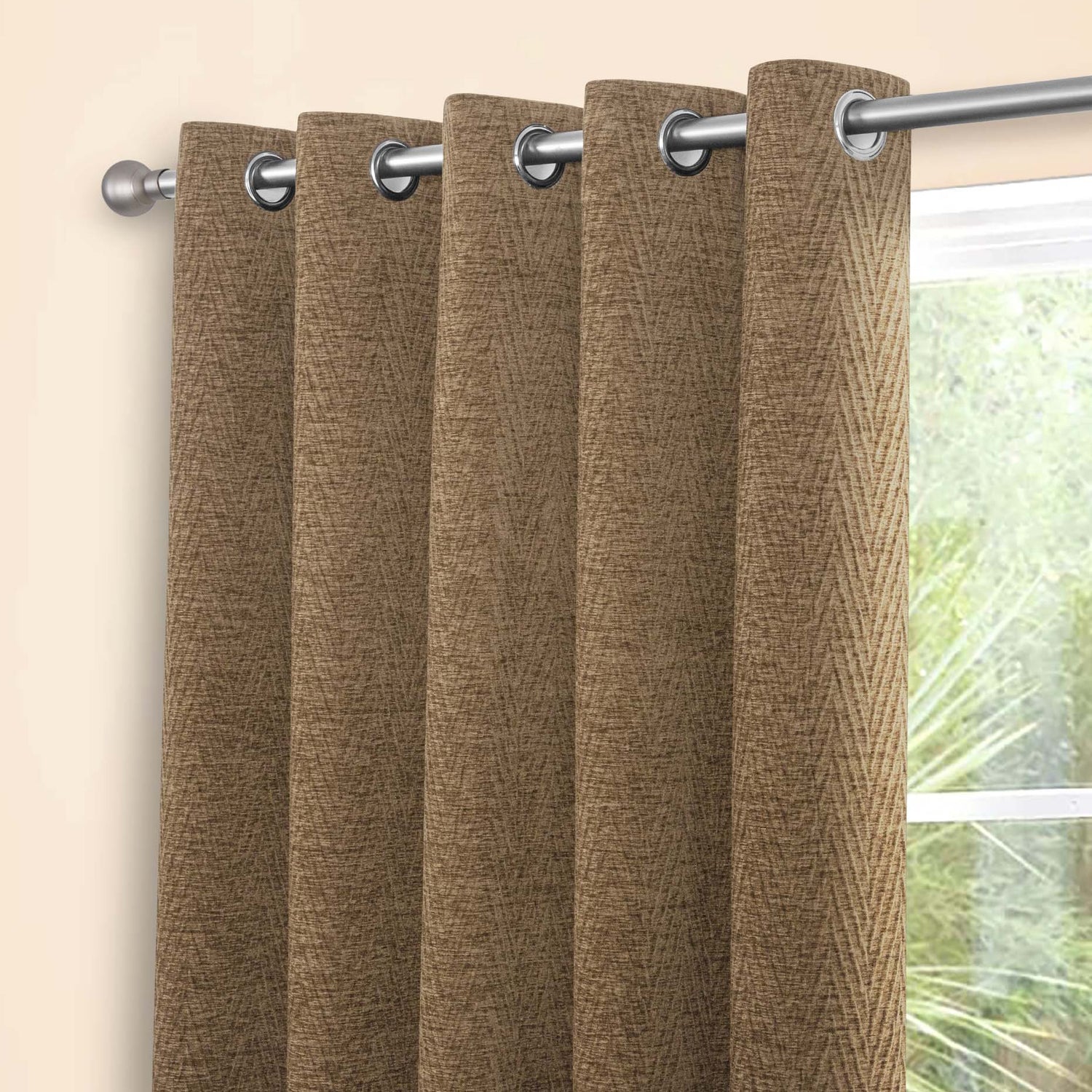 Sundour Langley 66x84 Ready Made Eyelet Door Curtain Oatmeal