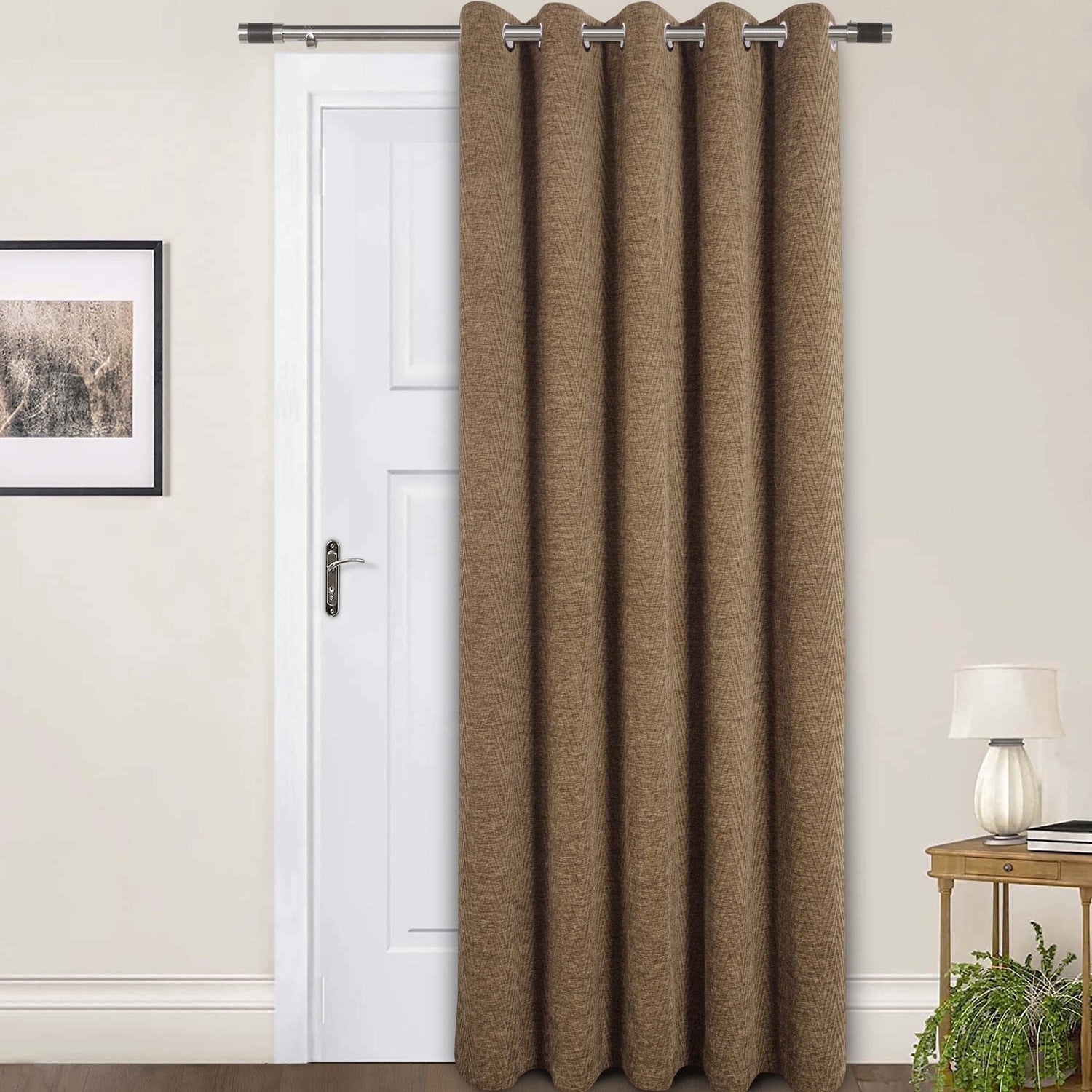 Sundour Langley 66x84 Ready Made Eyelet Door Curtain Oatmeal