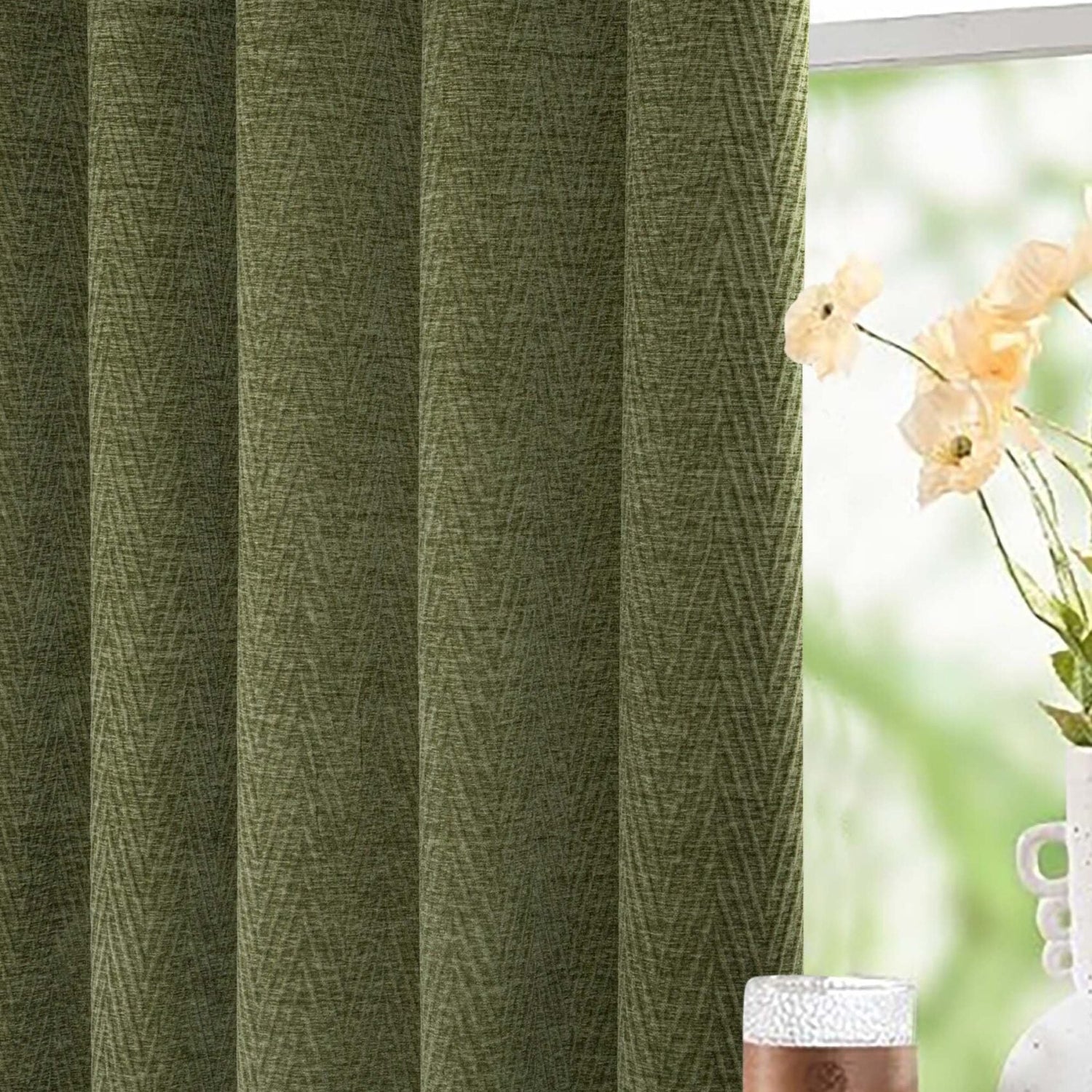 Sundour Langley 66x84 Ready Made Eyelet Door Curtain Olive