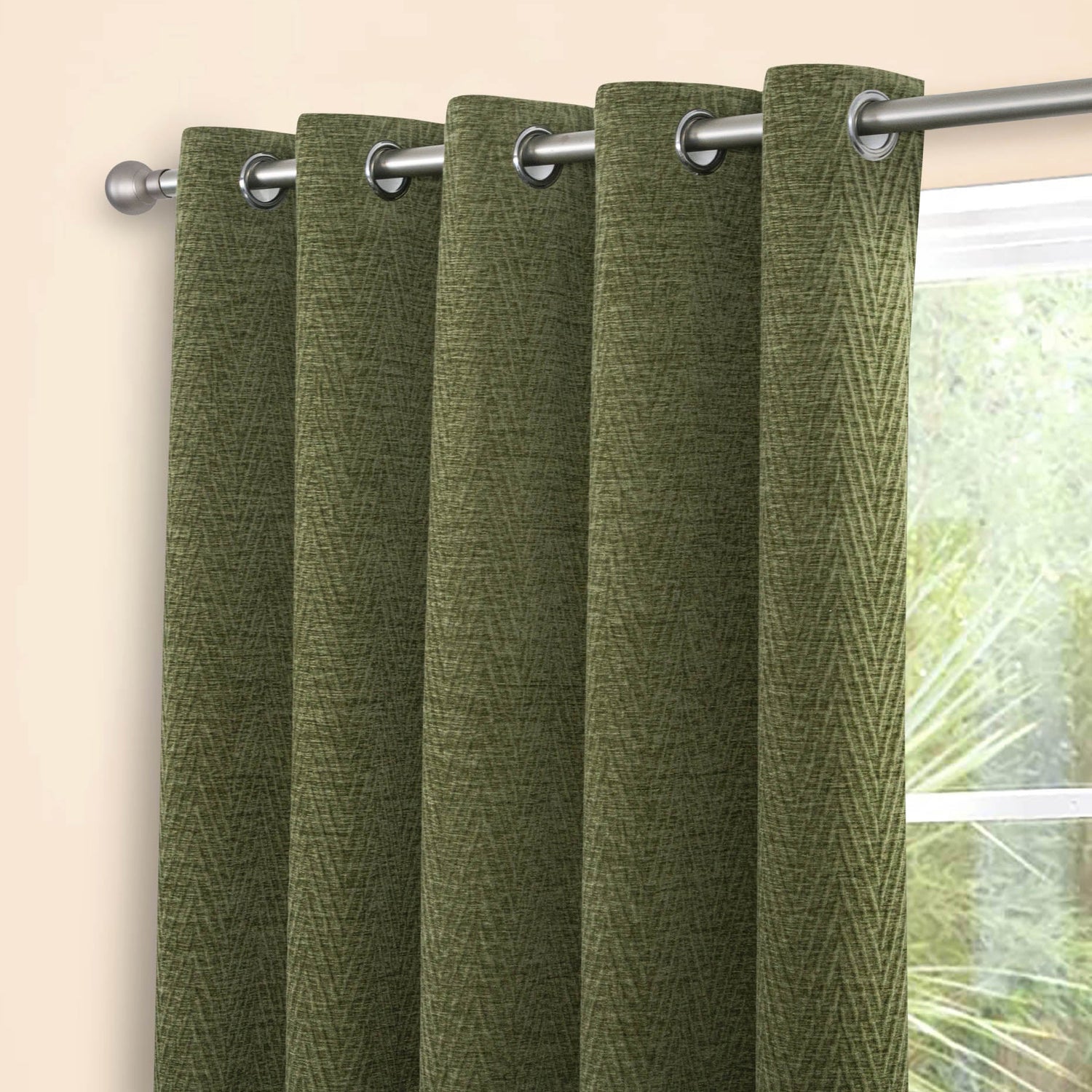 Sundour Langley 66x84 Ready Made Eyelet Door Curtain Olive