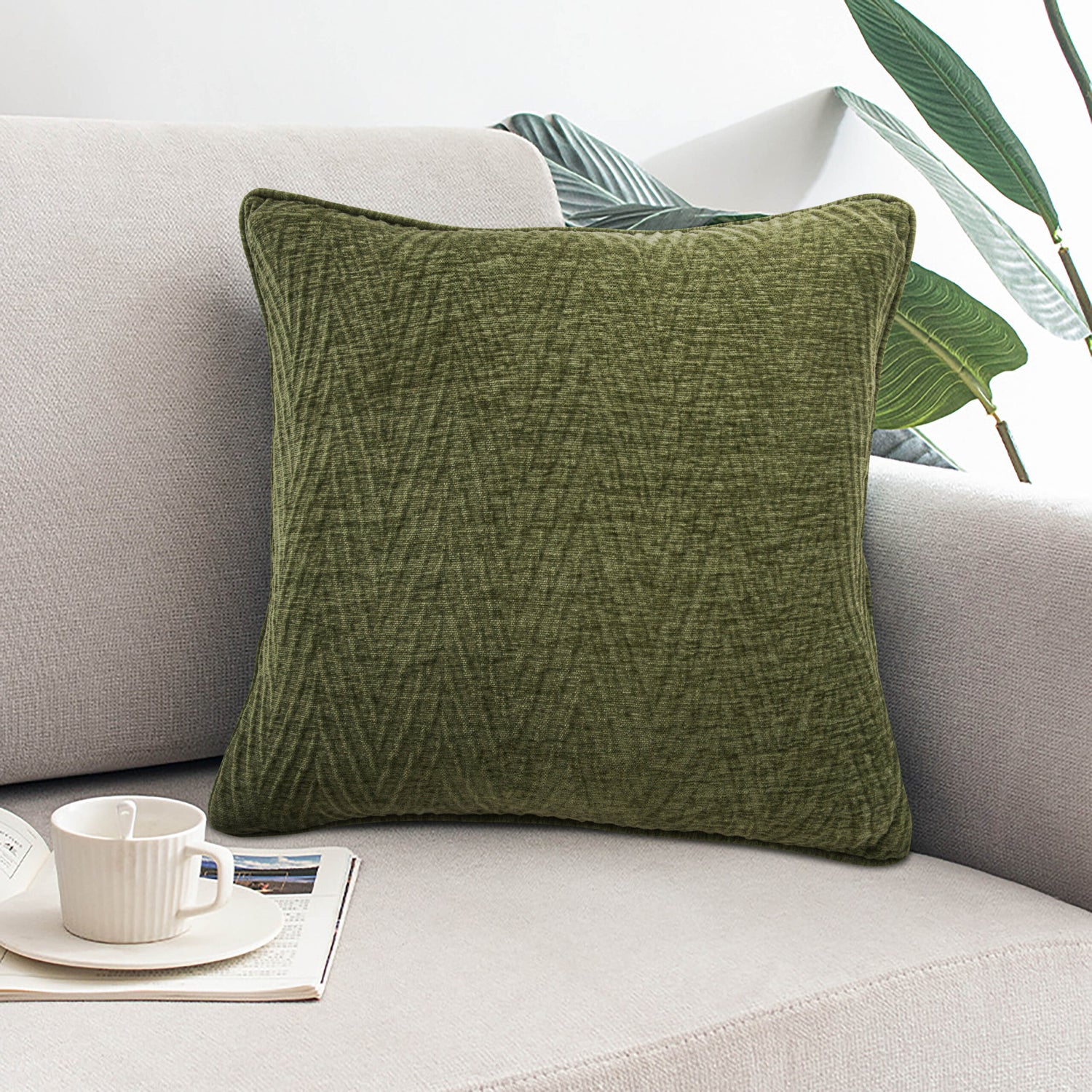 Sundour Langley 45cmx45cm Filled Cushion 45cm x 45cm Olive