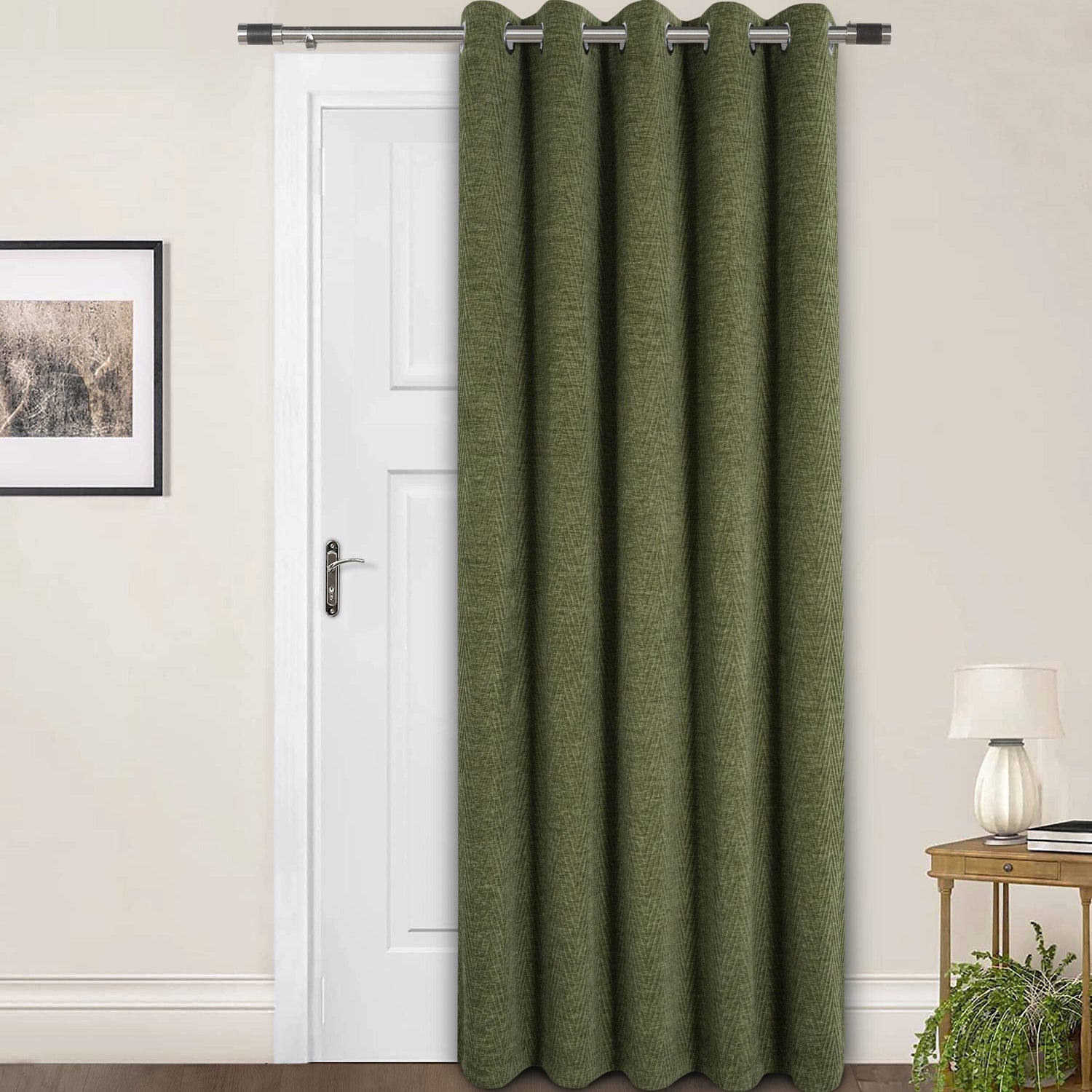 Sundour Langley 66x84 Ready Made Eyelet Door Curtain Olive
