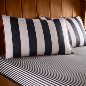 Laurence Llewelyn-Bowen Festivo Circus Stripe Bed Linen Fitted Sheet Black