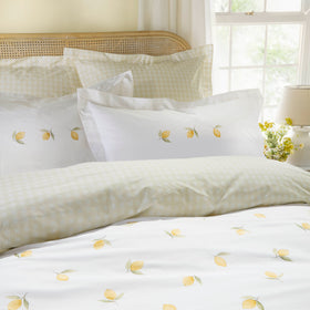 Sophie Allport Lemons Pair of Oxford Pillowcases White Yellow
