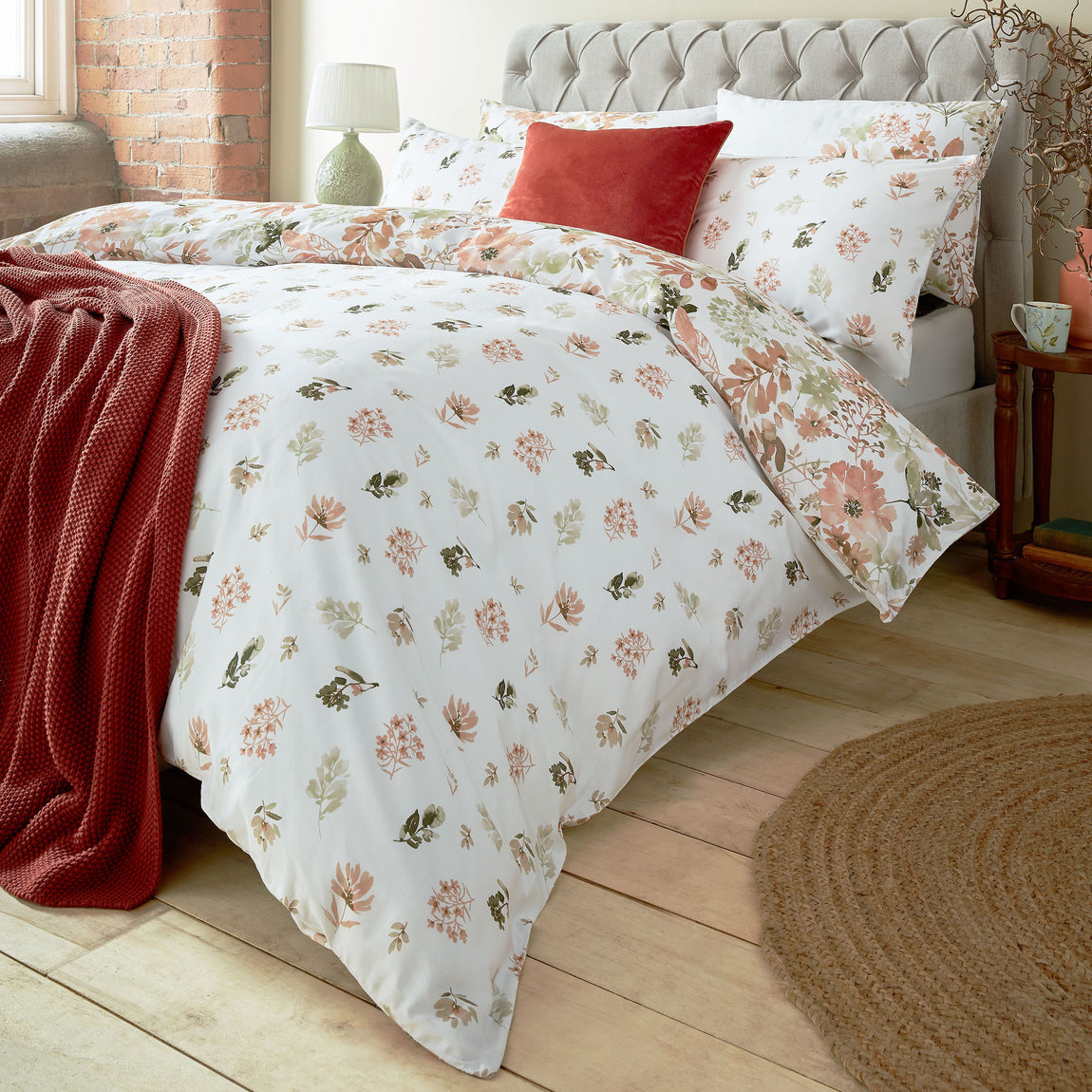 Laura Ashley Lewcombe Duvet Cover Bedding Set Terracotta