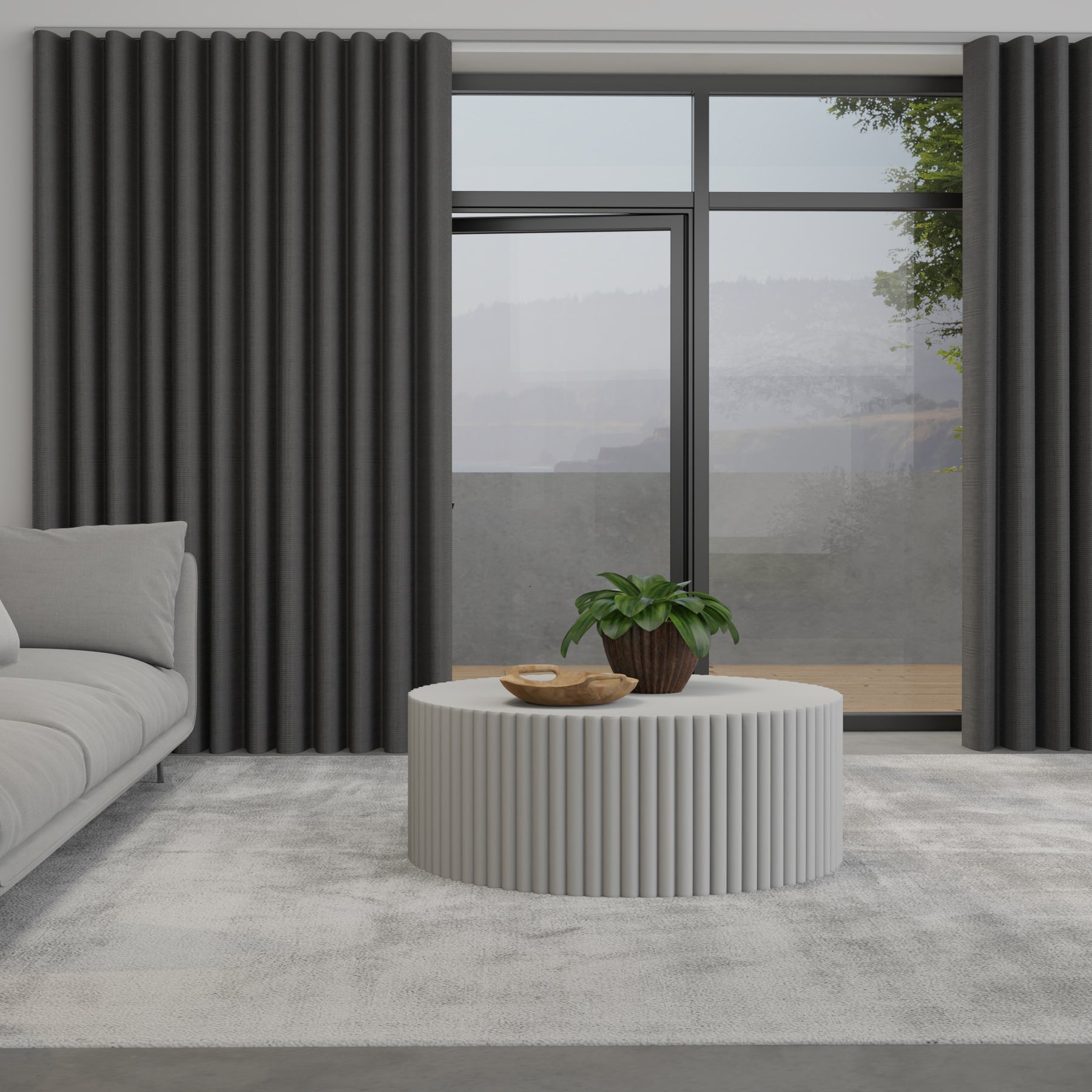 Lavery Made To Measure Curtains - Wave Charcoal + FREE Track