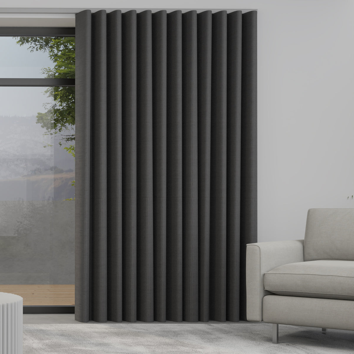 Lavery Made to Measure Wave Curtain + FREE Track Charcoal