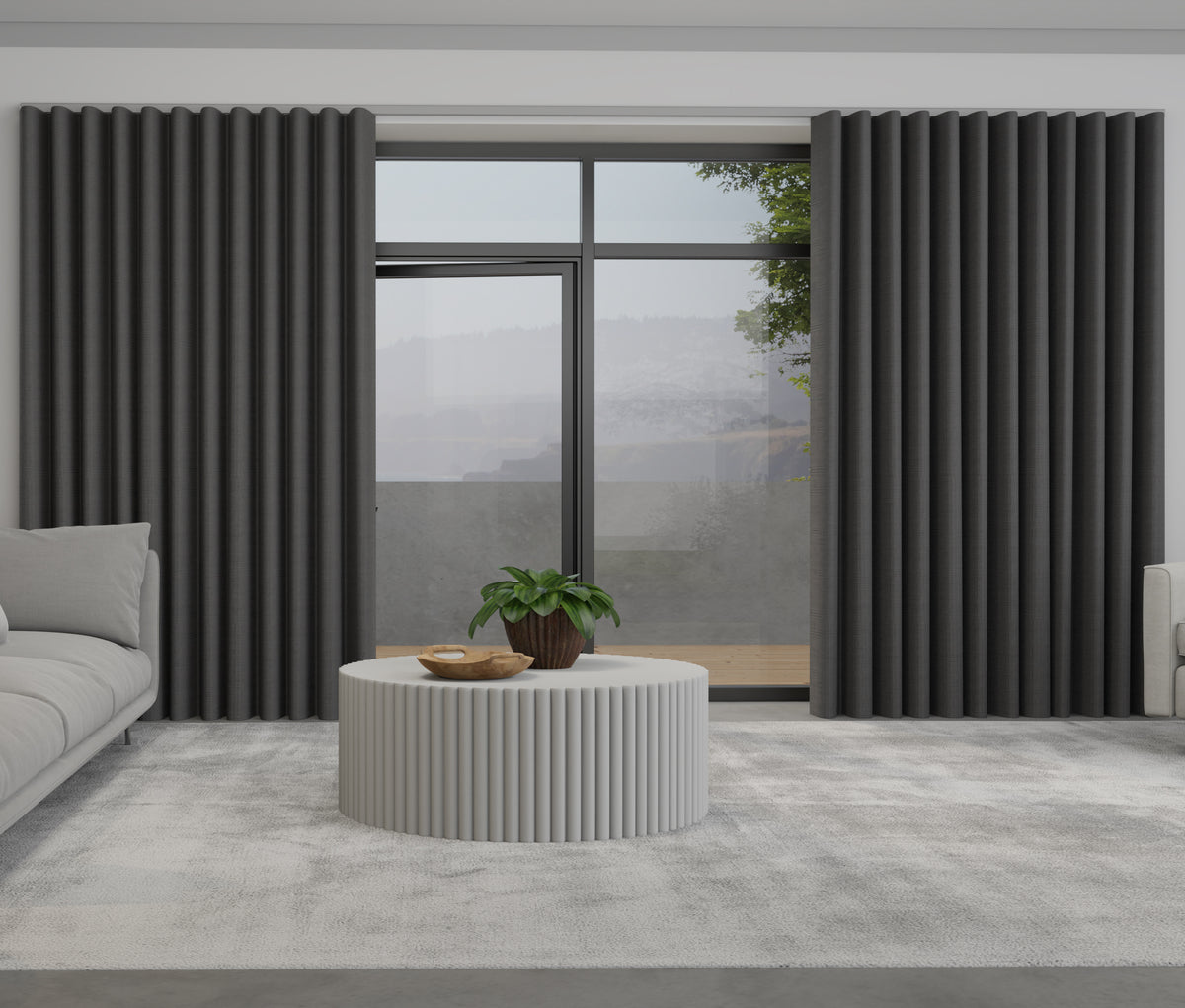 Lavery Made to Measure Wave Curtain + FREE Track Charcoal