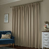 Laura Ashley Lille Stripe Ready Made Pencil Pleat Curtains Truffle Natural