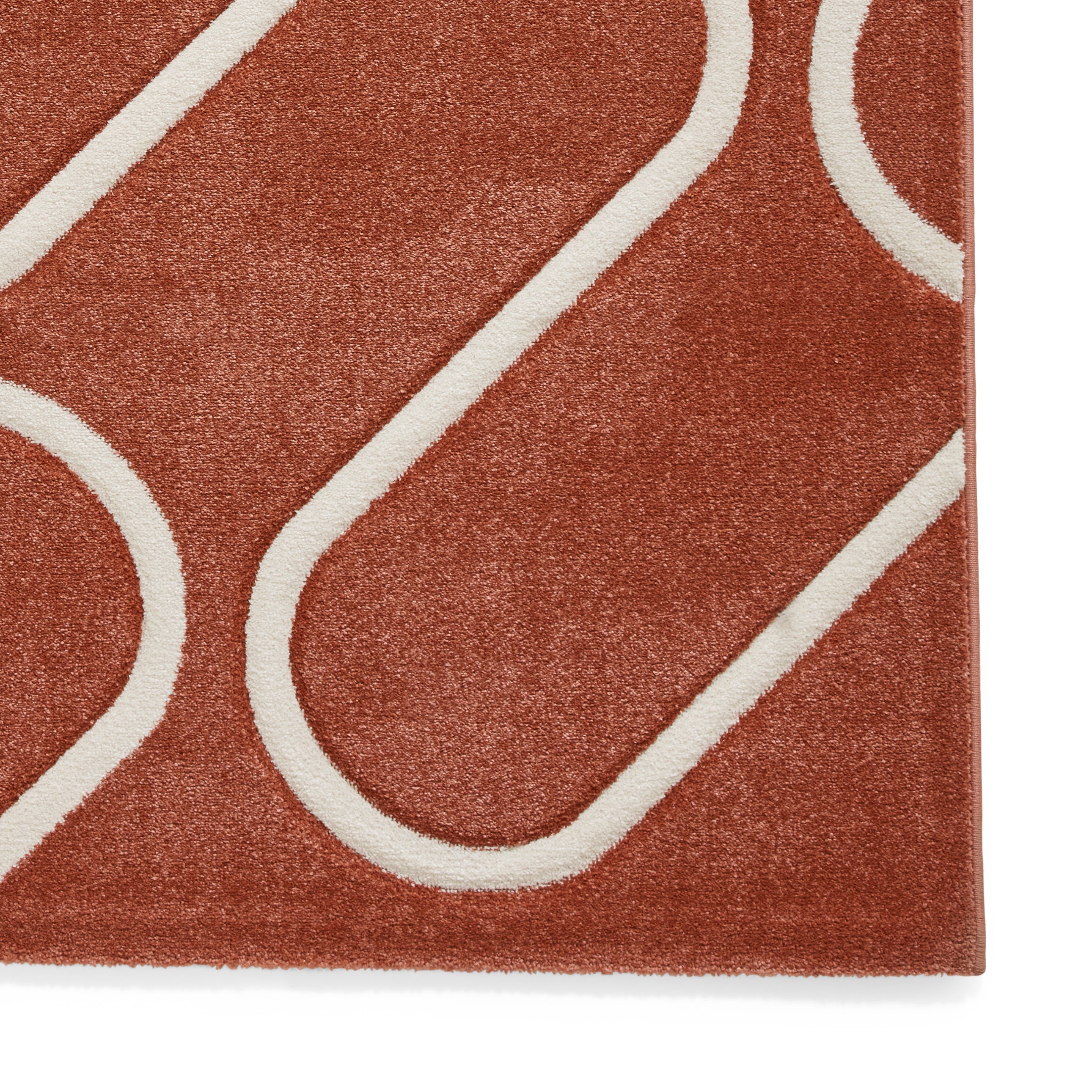 Linear Geometric Rug Catherine Lansfield Linear Curve Modern Geometric Rug Terracotta | Terrys
