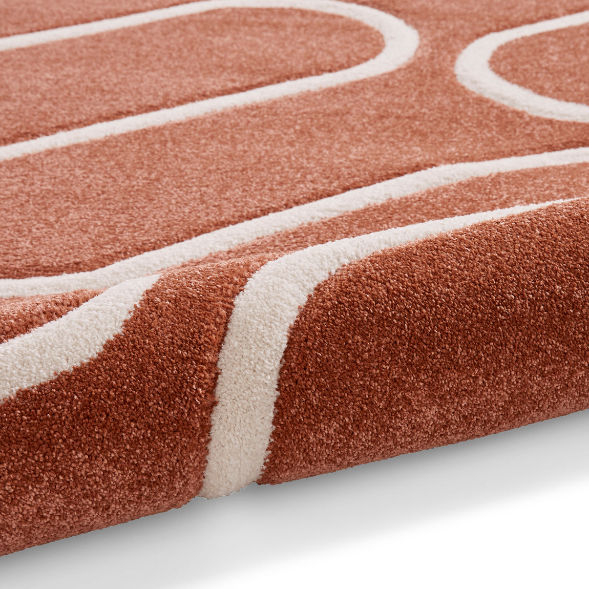 Catherine Lansfield Linear Curve Modern Geometric Rug Terracotta