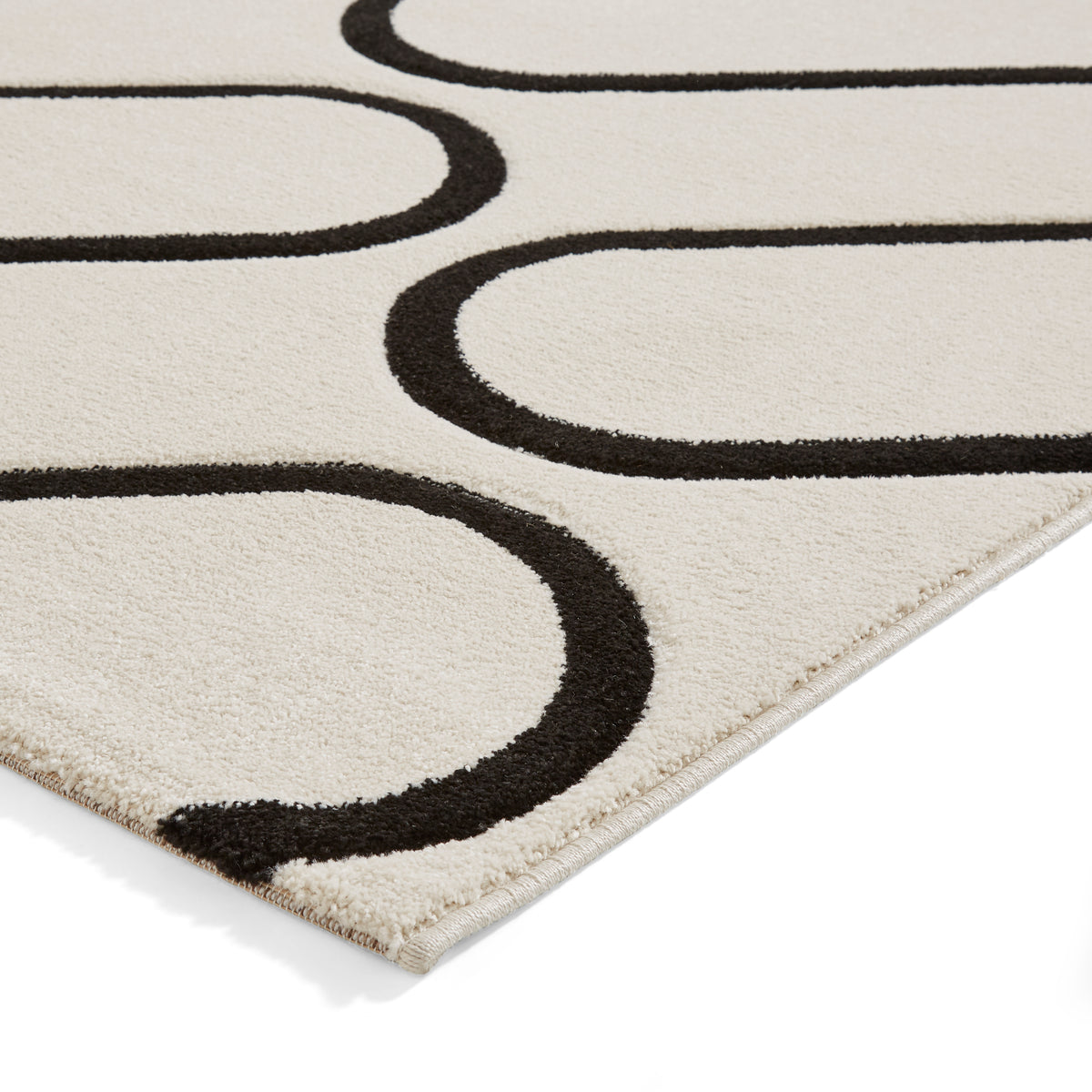 Catherine Lansfield Linear Curve Modern Geometric Rug White Black