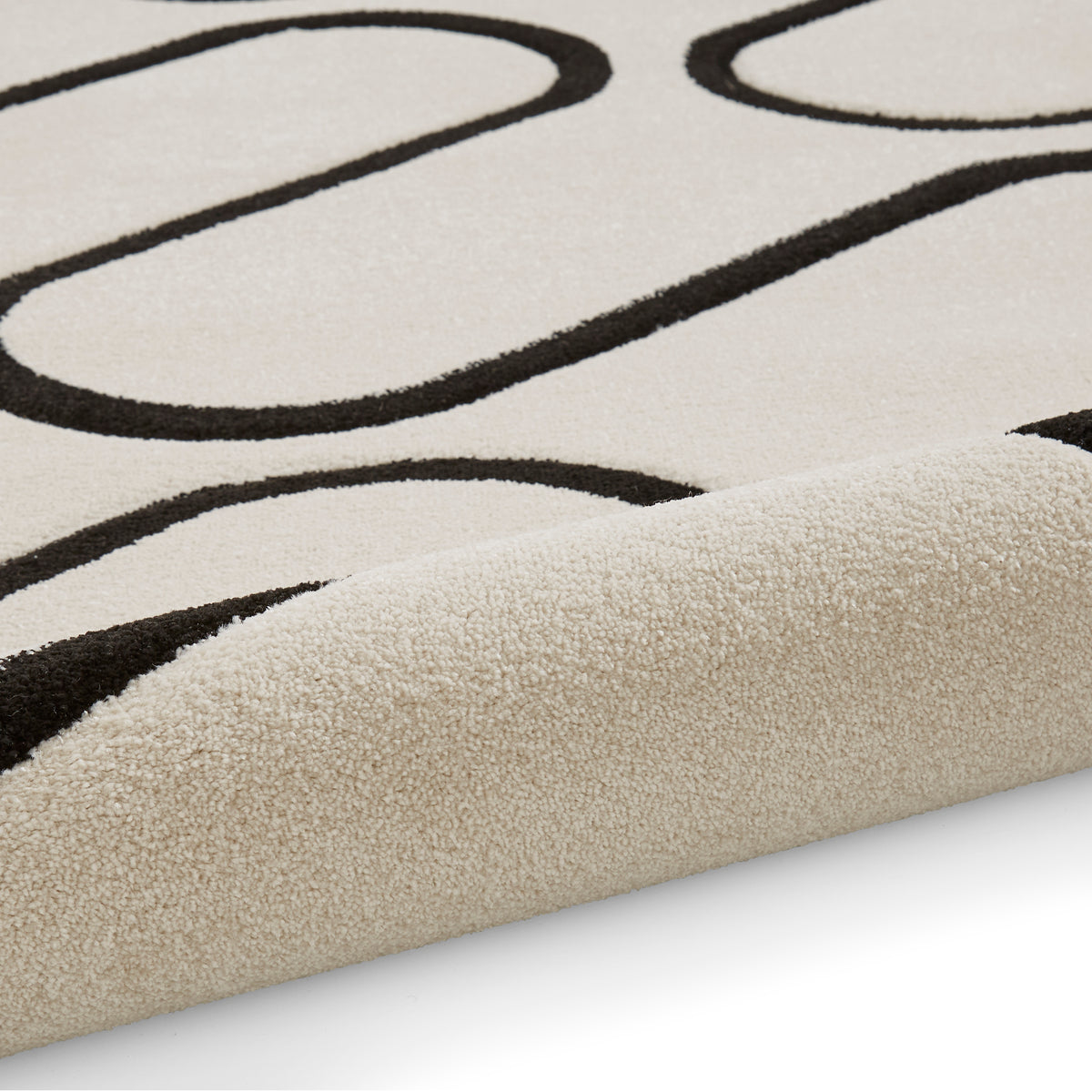 Catherine Lansfield Linear Curve Modern Geometric Rug White Black