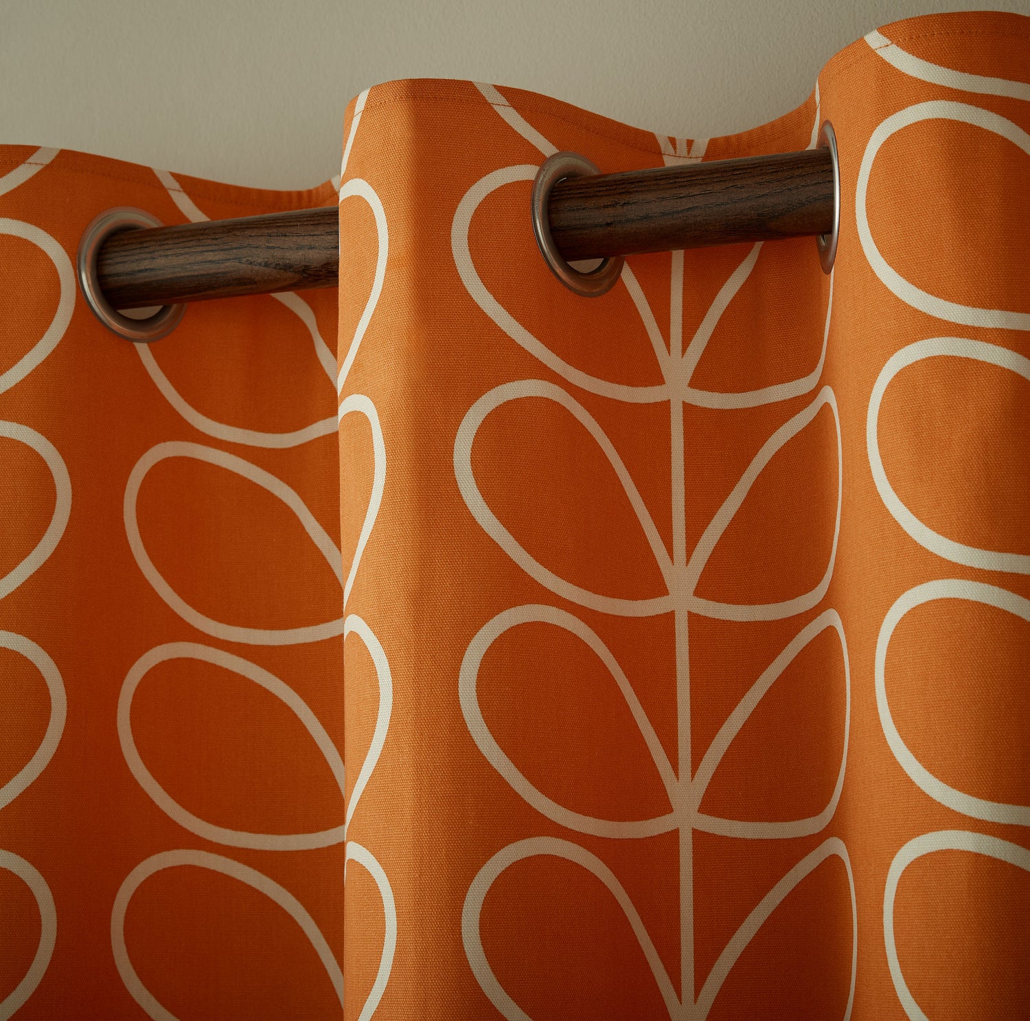 Orla Kiely Linear Stem Ready Made Eyelet Curtains Burnt Orange