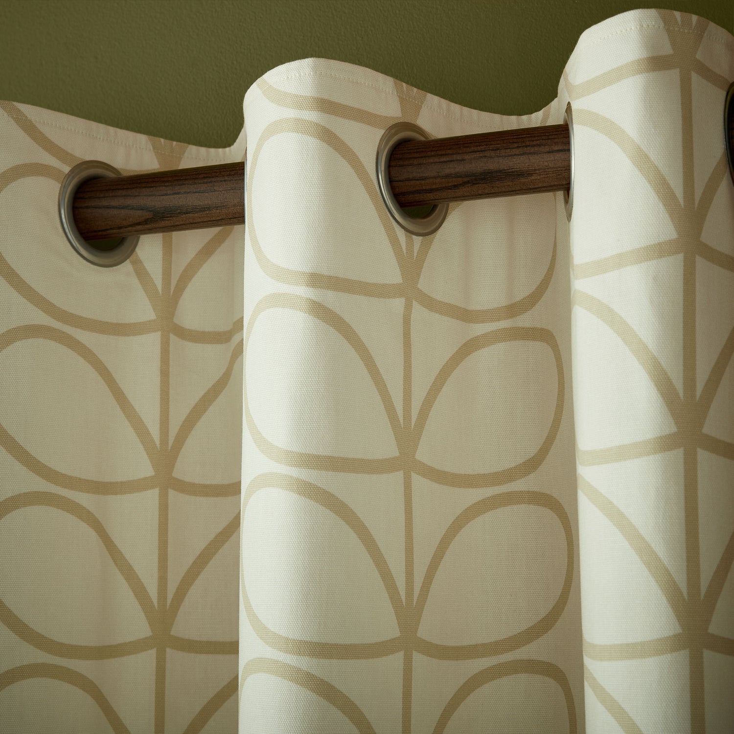 Orla Kiely Linear Stem Ready Made Eyelet Curtains Natural
