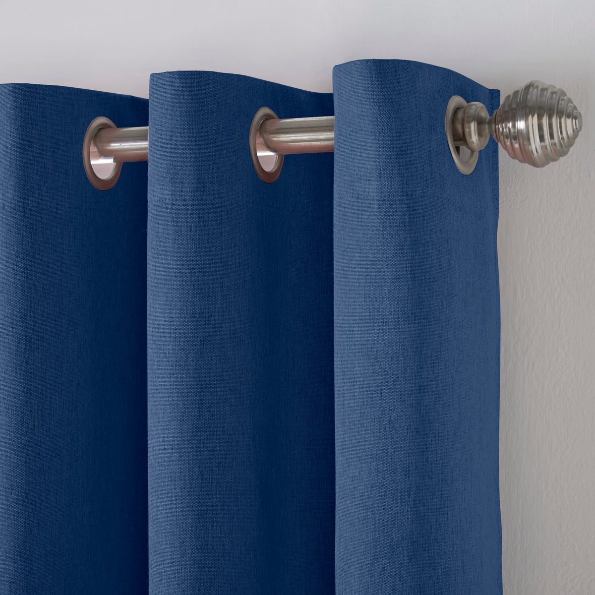 Linen Look Blackout Ready Made Eyelet Curtains Blue