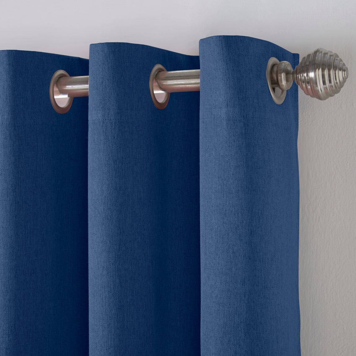 Linen Look Blackout Ready Made Eyelet Curtains Blue