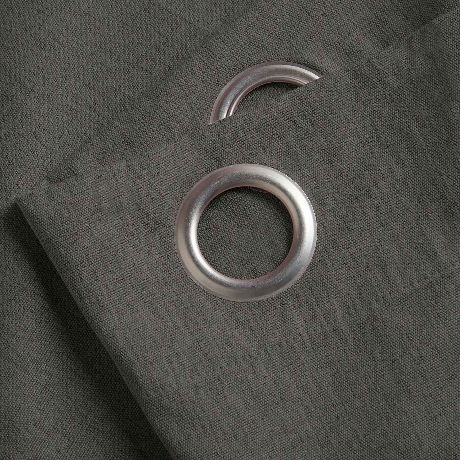 Linen Look Blackout Ready Made Eyelet Curtains Grey