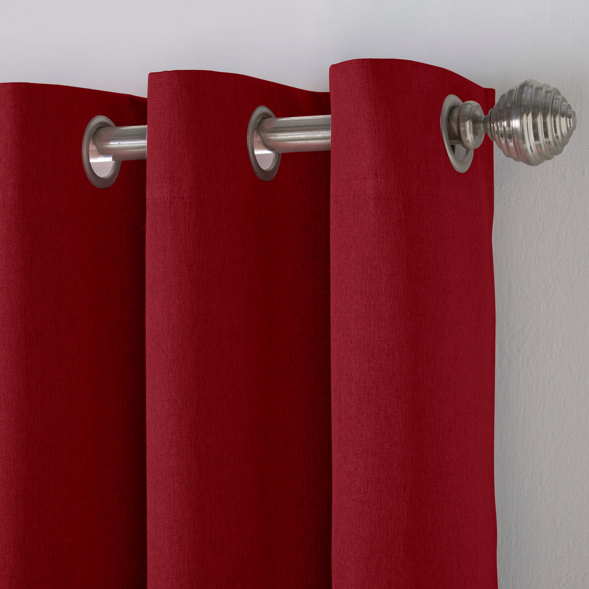 Linen Look Blackout Ready Made Eyelet Curtains Red