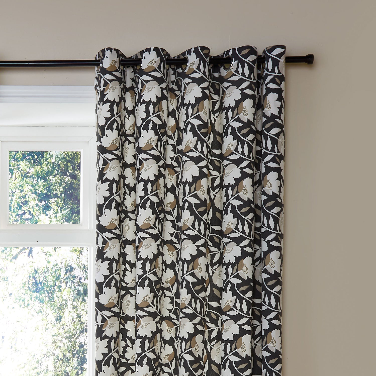 Fusion Luna Ready Made Eyelet Curtains Black
