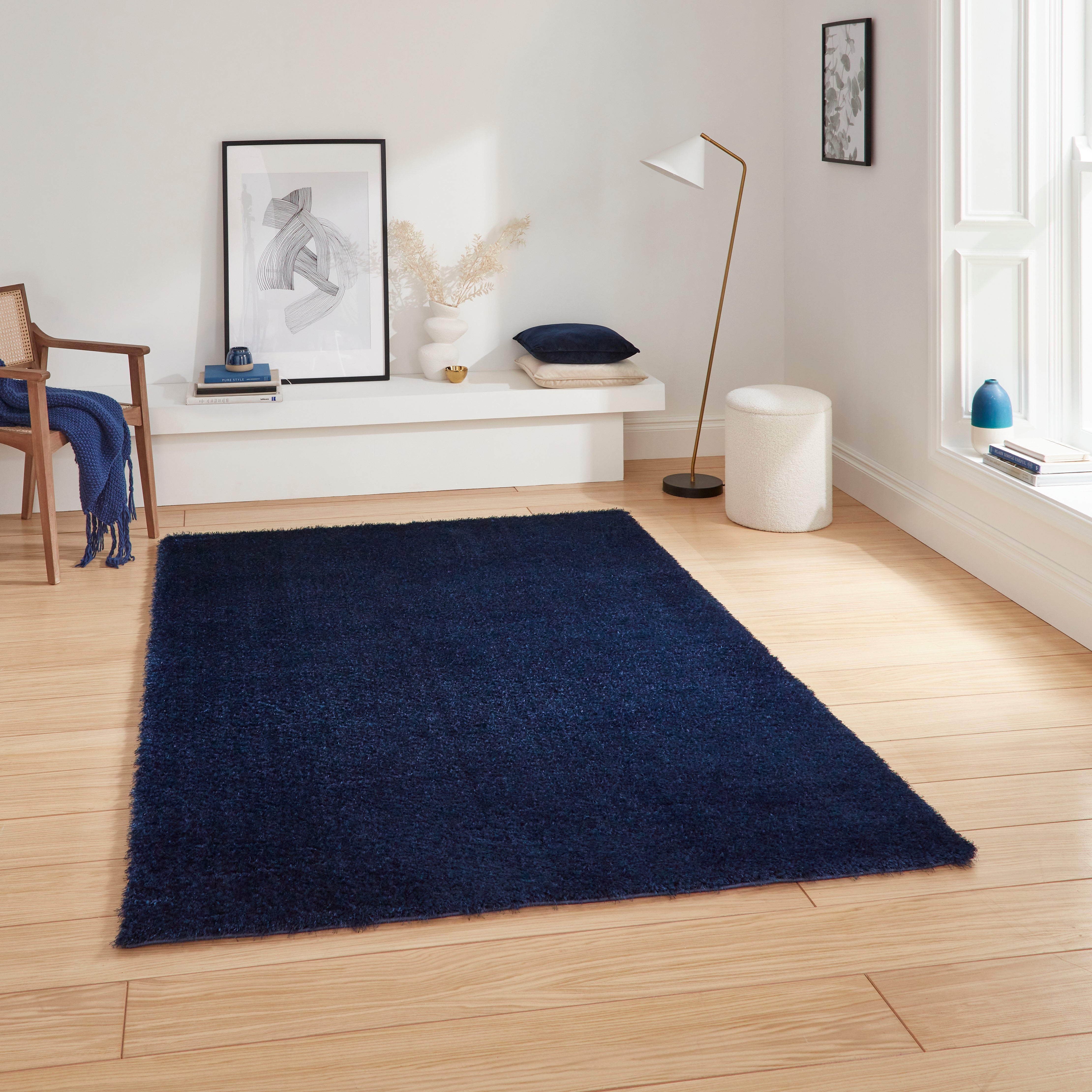 Mini Shag Rug Lux Shaggy Shaggy Rug Navy | Terrys