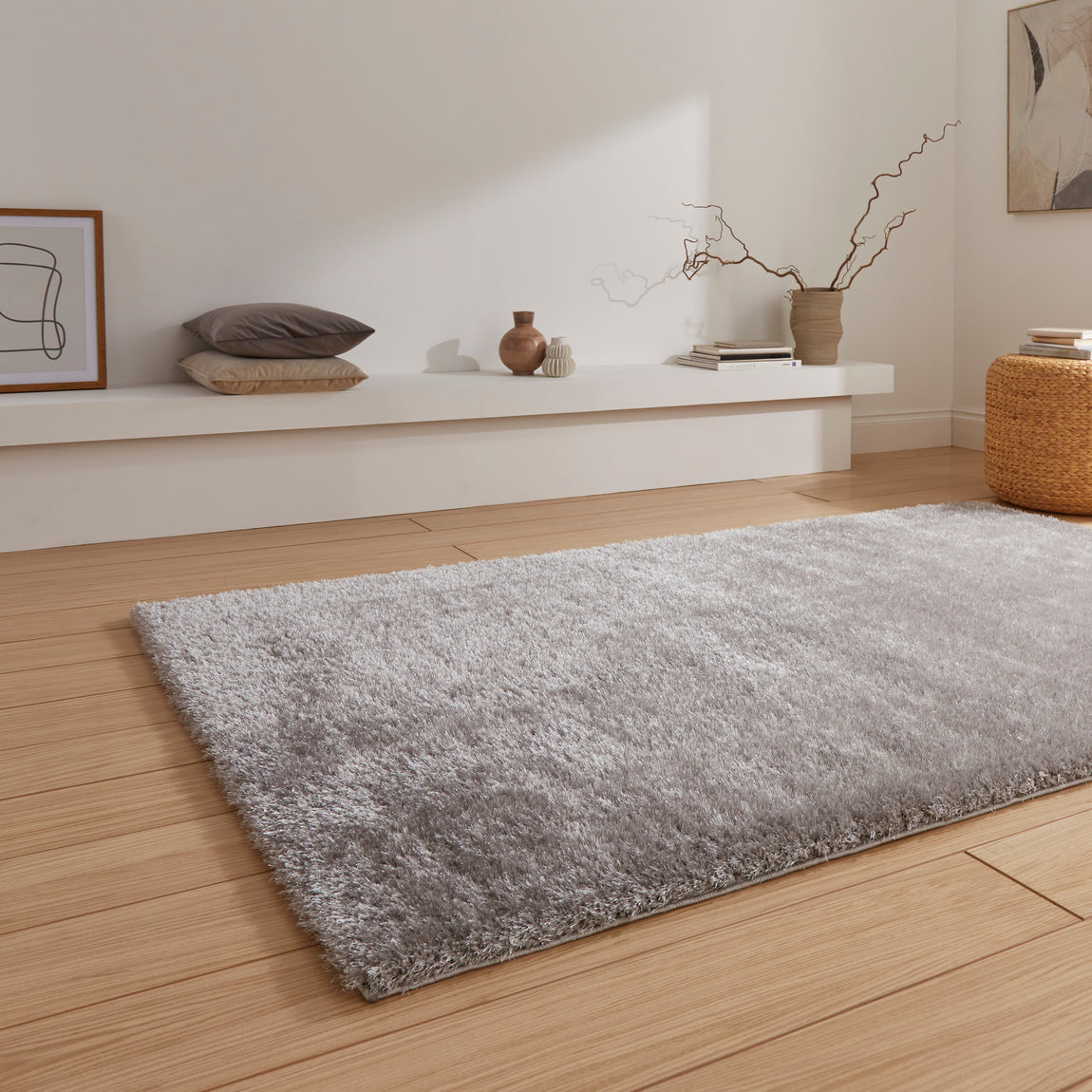 Lux Shaggy Shaggy Rug Silver