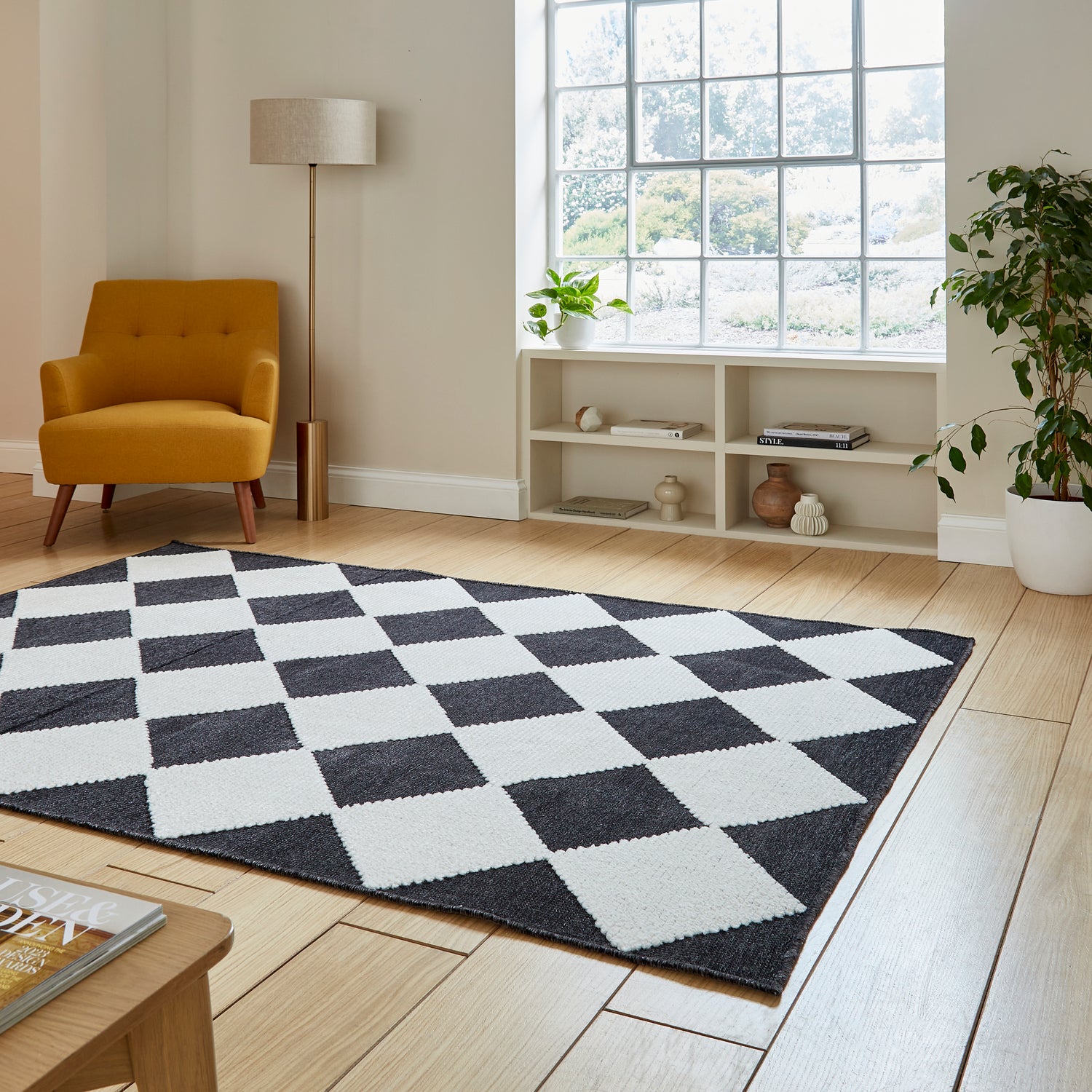 Lyna J0529 Washable Rug Charcoal White