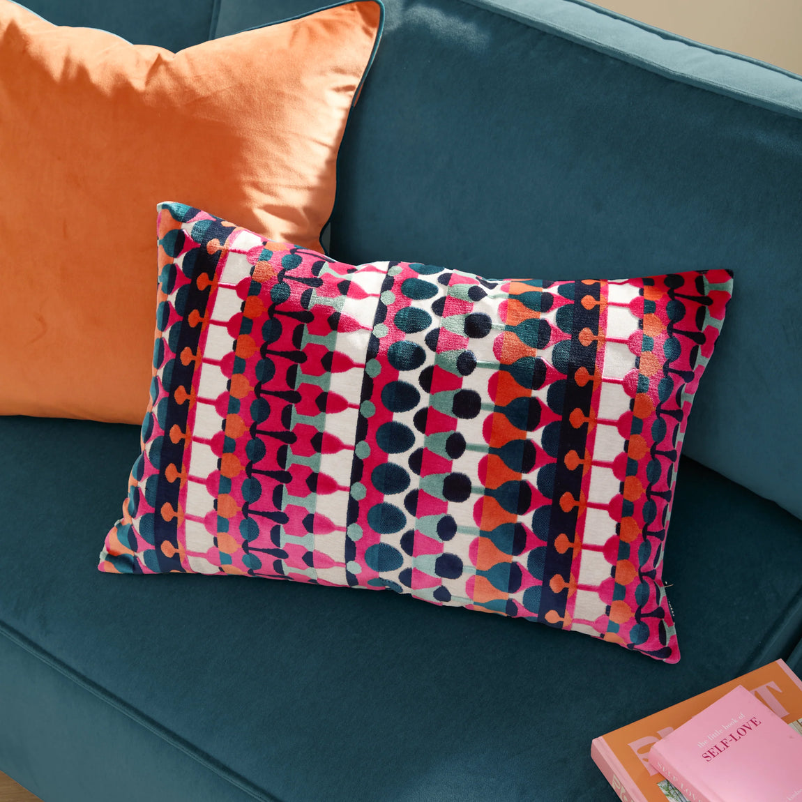 Furn Metro Abstract Velvet Jacquard 40cm x 60cm Filled Boudoir Multi