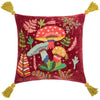 Wylder Nature Magic Mushrooms Embroidered Filled Cushion 45cm x 45cm Ruby Red