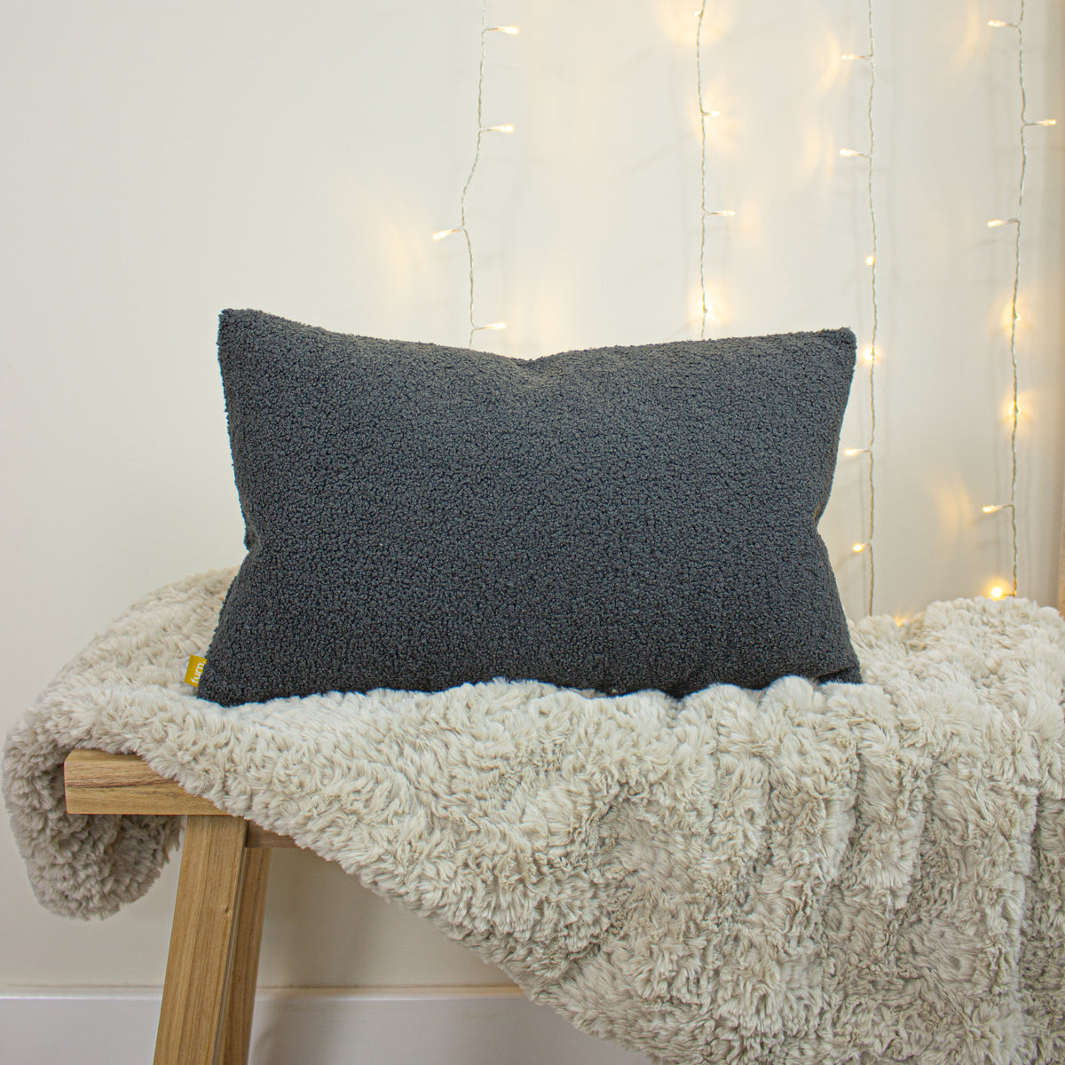 Furn. Malham Fleece 30cm x 50cm Filled Boudoir Granite