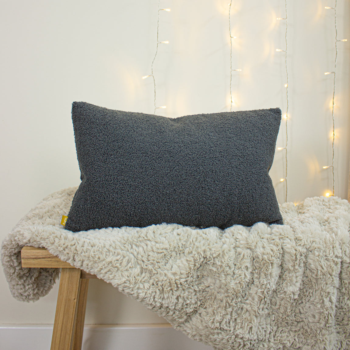 Furn. Malham Fleece 30cm x 50cm Filled Boudoir Granite