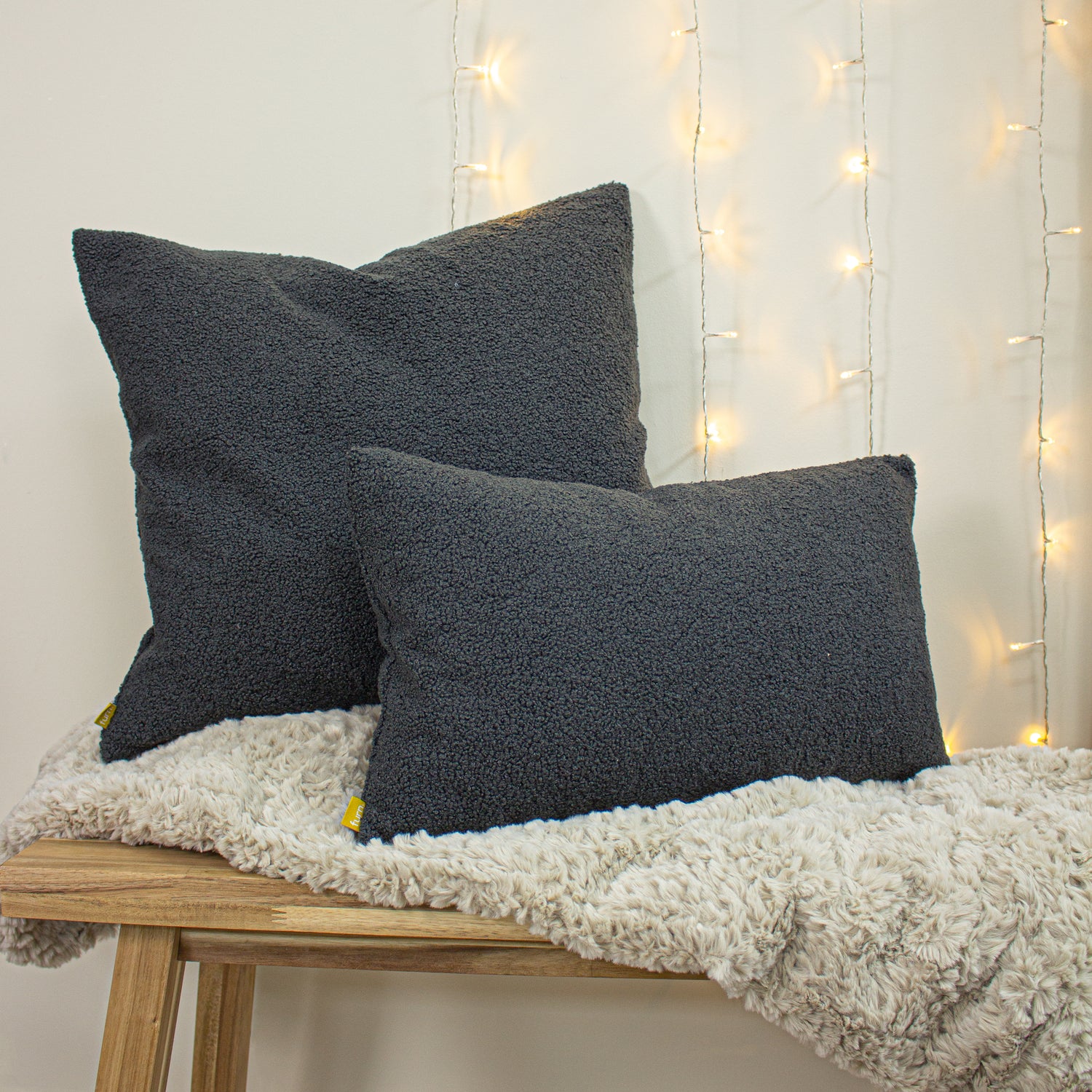 Furn. Malham Fleece 30cm x 50cm Filled Boudoir Granite