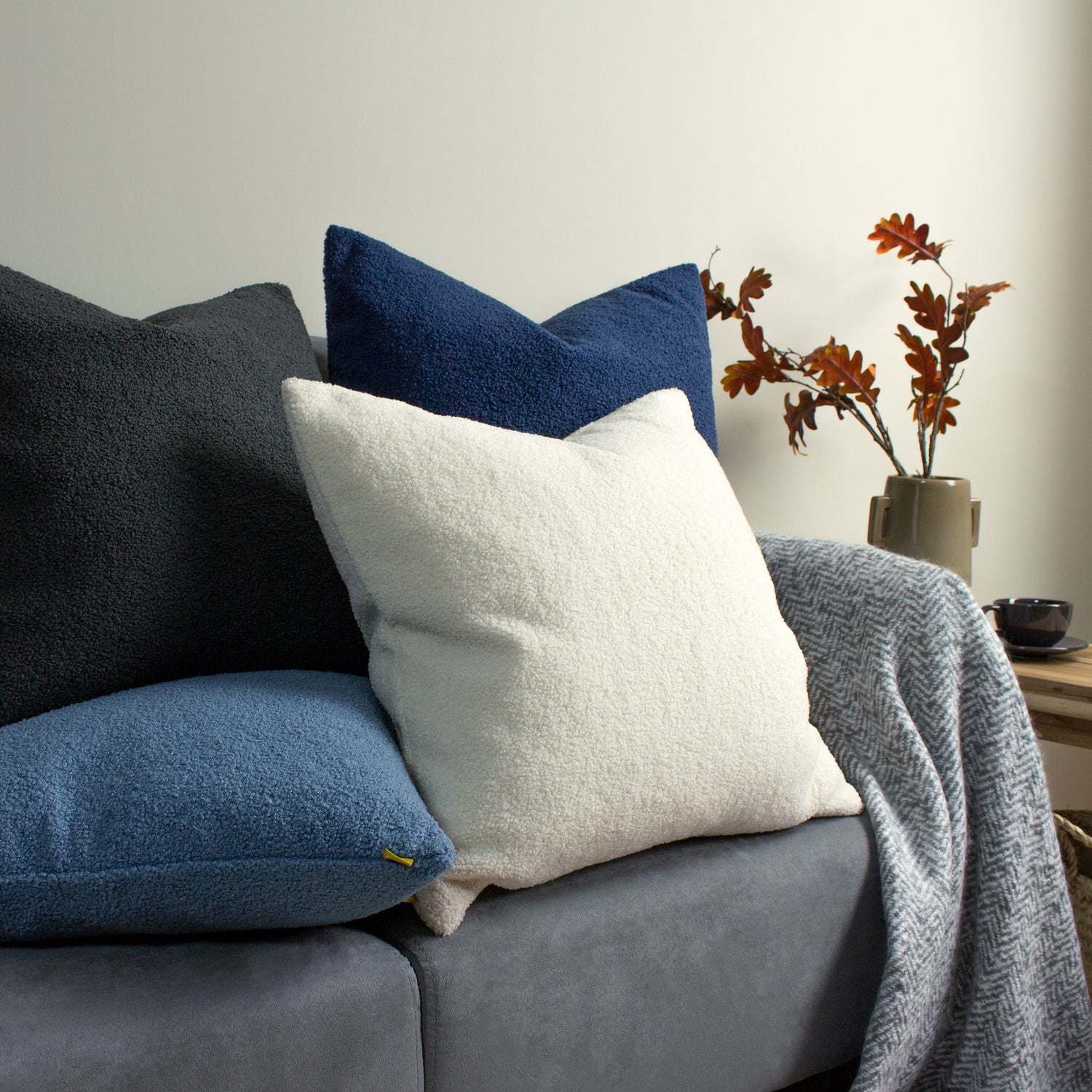 Furn. Malham Fleece 50cm x 50cm Filled Cushion Wedgewood