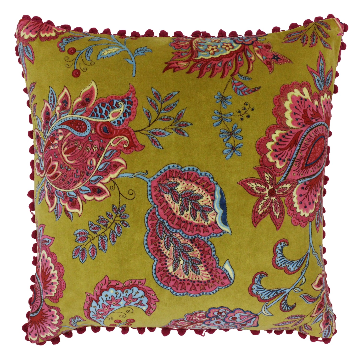 Paoletti Malisa Paisley Filled Cushion 50cm x 50cm Lemon Curry