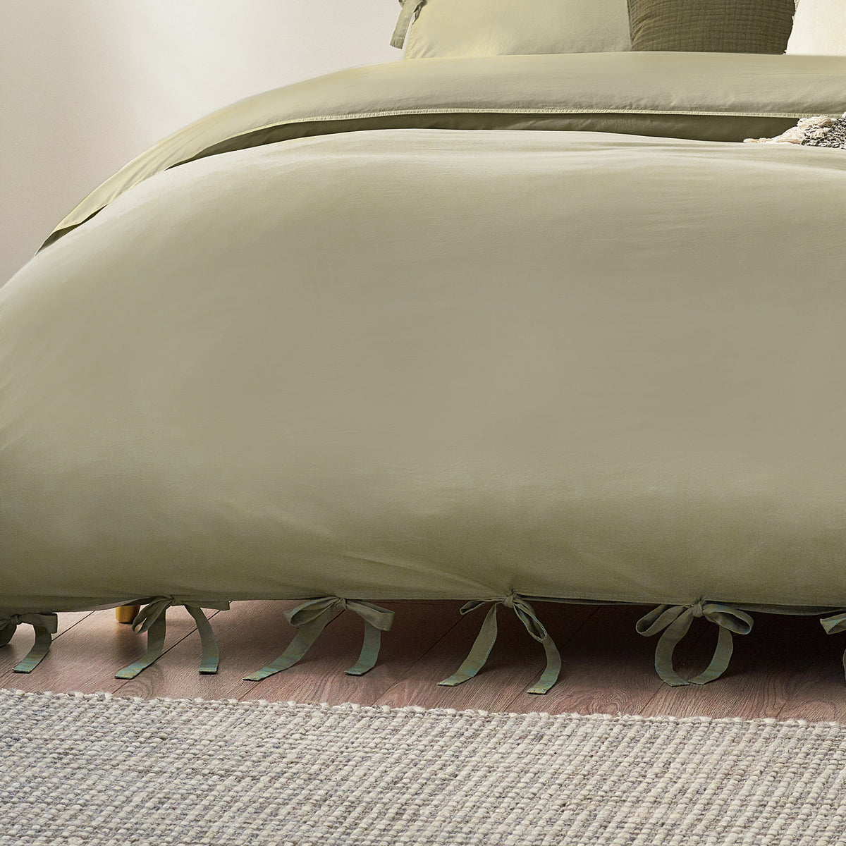 Mallow Bowtie Cotton Bedding Set Soft Sage