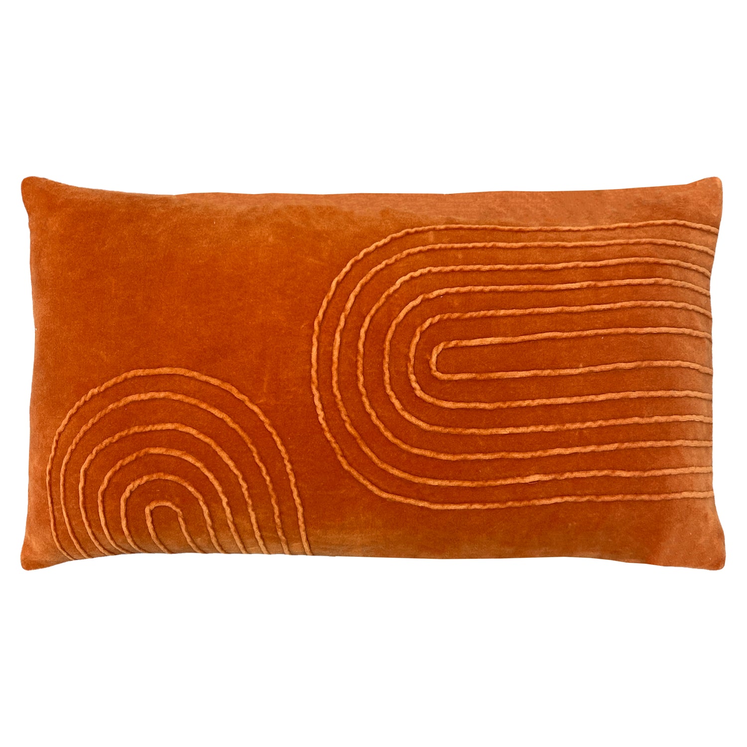 Furn. Mangata Textured Velvet 30cm x 60cm Filled Boudoir Orange