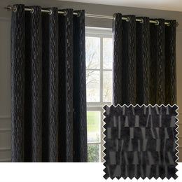Paoletti Manhattan Velvet Ready Made Eyelet Blockout Curtains Charcoal